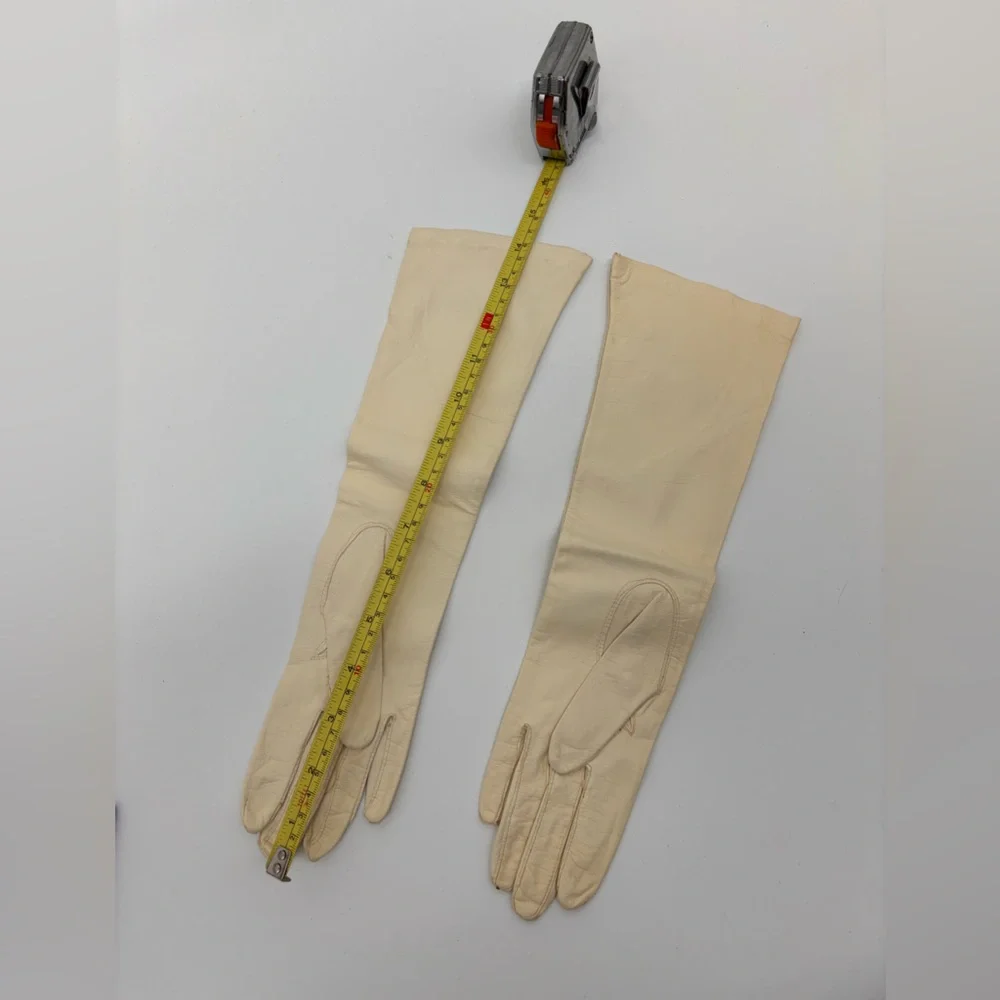 Vintage BONWIT TELLER Cream Kid Leather Gloves – Made in Germany 1950s 12” Long